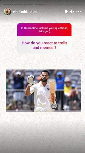 Virat Kohli hosts a Q & A session (Credit: Instagram)